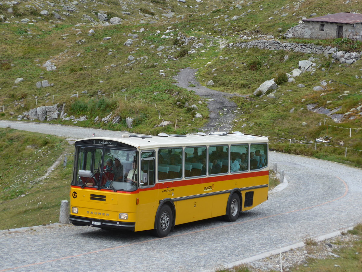 (174'996) - Mark, Andeer - GR 1866 - Saurer/R&J (ex PostAuto Graubnden; ex P 24'350) am 18. September 2016 am Gotthard, Alte Tremolastrasse