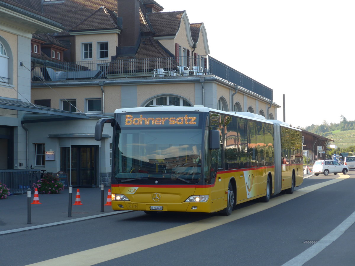 (175'162) - PostAuto Bern - Nr. 637/BE 560'407 - Mercedes am 24. September 2016 beim Bahnhof Spiez