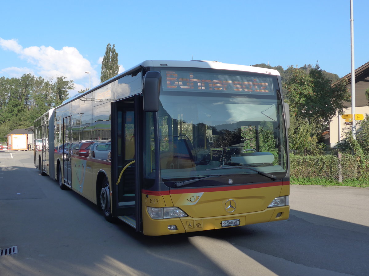 (175'167) - PostAuto Bern - Nr. 637/BE 560'407 - Mercedes am 24. September 2016 beim Bahnhof Wimmis