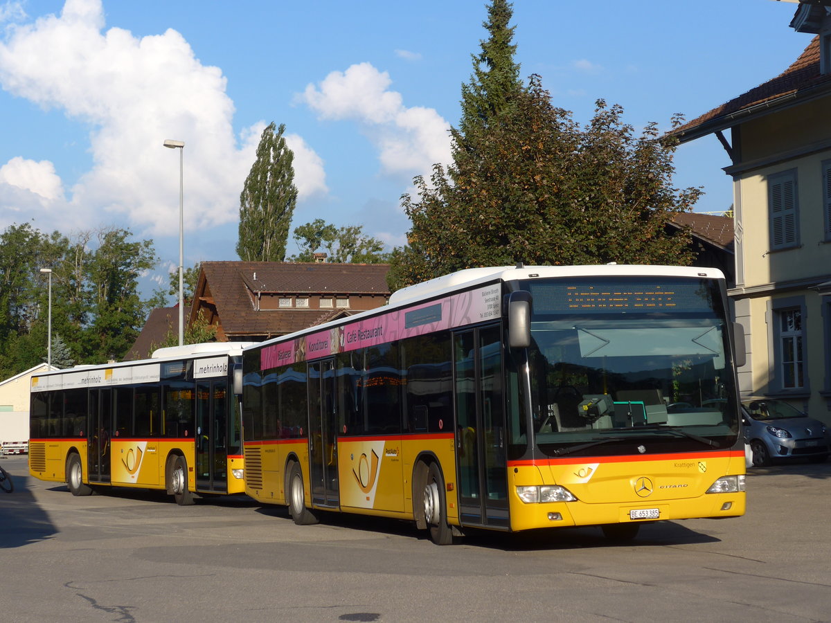 (175'171) - PostAuto Bern - BE 653'385 - Mercedes am 24. September 2016 beim Bahnhof Wimmis