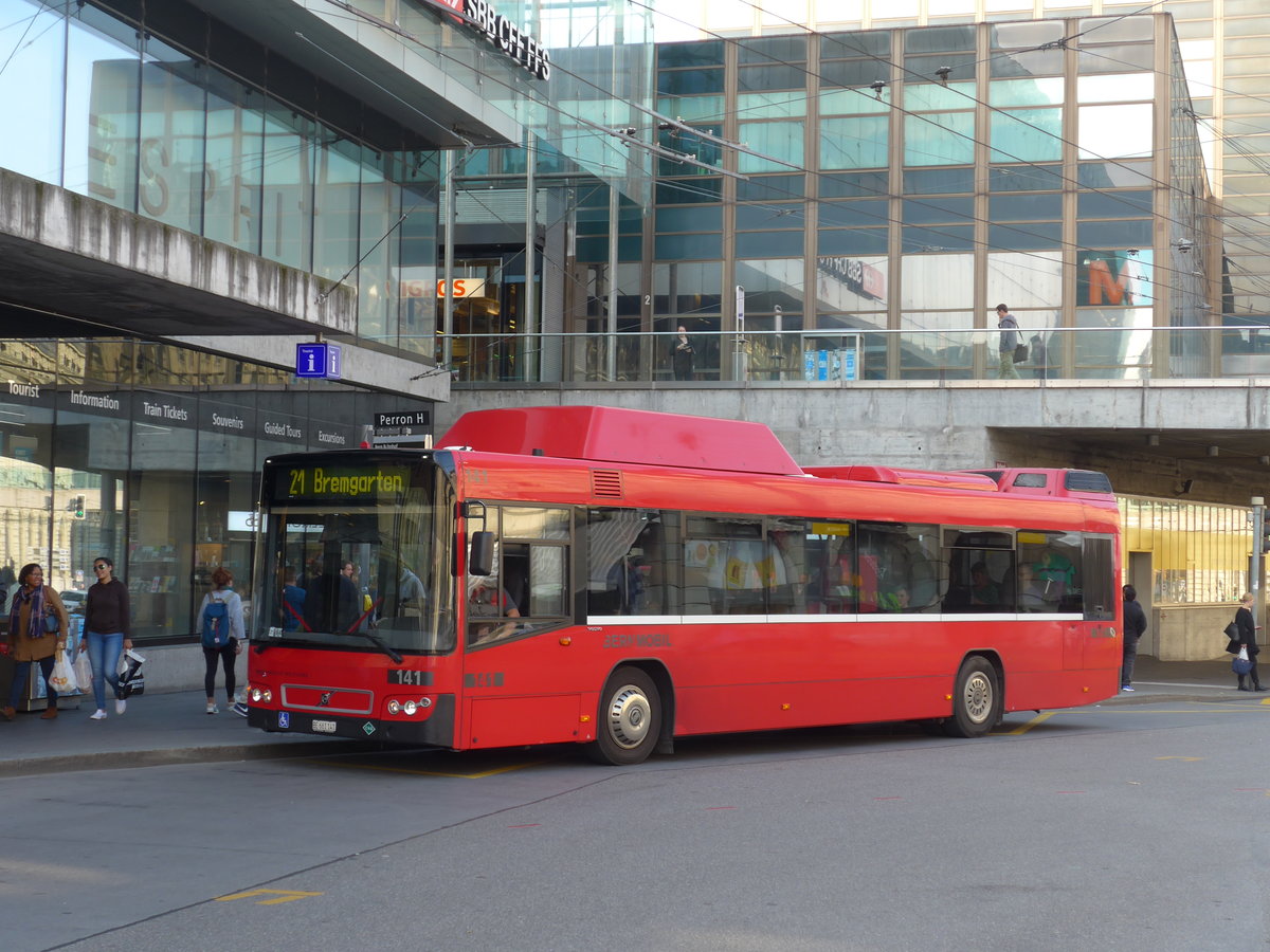 (175'259) - Bernmobil, Bern - Nr. 141/BE 661'141 - Volvo am 26. September 2016 beim Bahnhof Bern