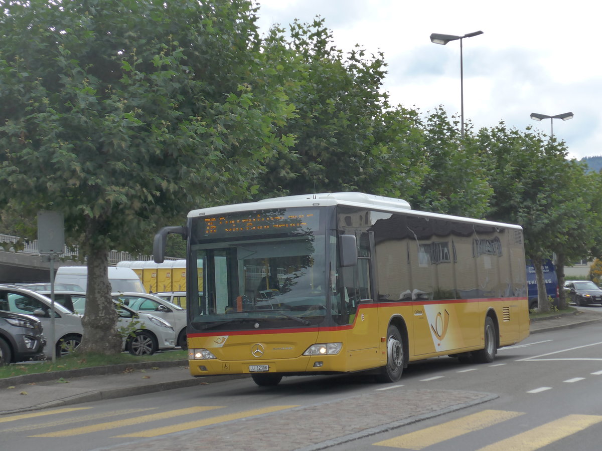 (175'487) - CarPostal Ouest - Nr. 55/JU 12'308 - Mercedes (ex Stucki, Porrentruy Nr. 26) am 7. Oktober 2016 beim Bahnhof Porrentruy