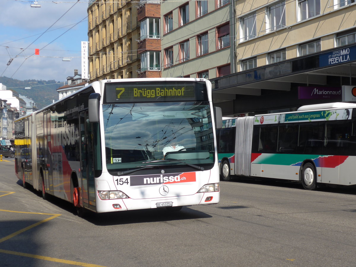 (175'526) - VB Biel - Nr. 154/BE 653'154 - Mercedes am 7. Oktober 2016 beim Bahnhof Biel