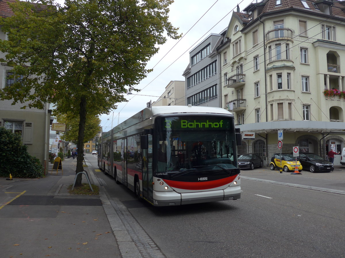 (175'600) - St. Gallerbus, St. Gallen - Nr. 194 - Hess/Hess Doppelgelenktrolleybus am 15. Oktober 2016 in St. Gallen, OLMA