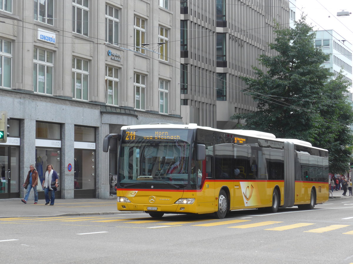 (175'686) - Eurobus, Arbon - Nr. 14/TG 185'521 - Mercedes am 15. Oktober 2016 beim Bahnhof St. Gallen
