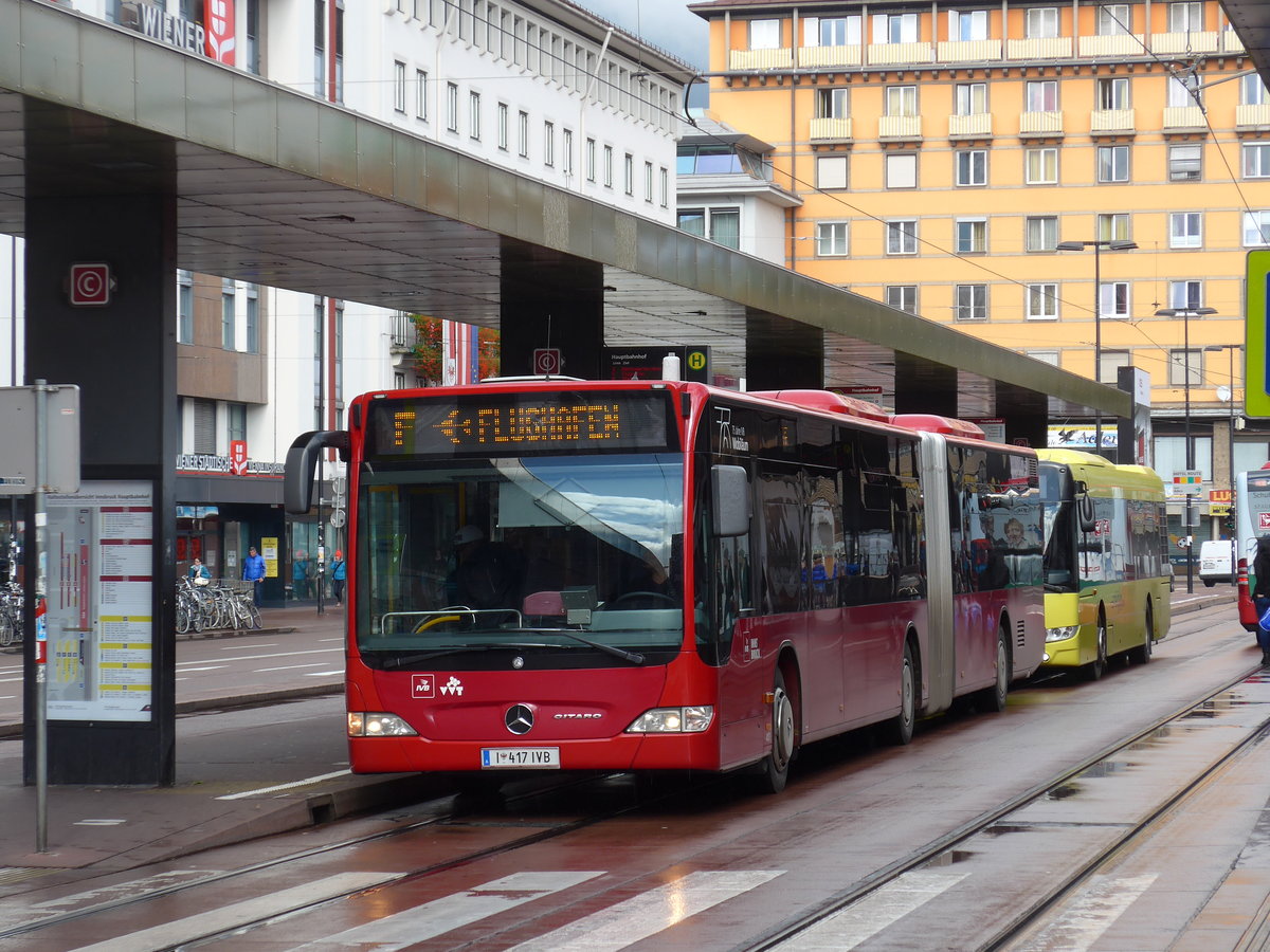 (175'746) - IVB Innsbruck - Nr. 417/I 417 IVB - Mercedes am 18. Oktober 2016 beim Bahnhof Innsbruck