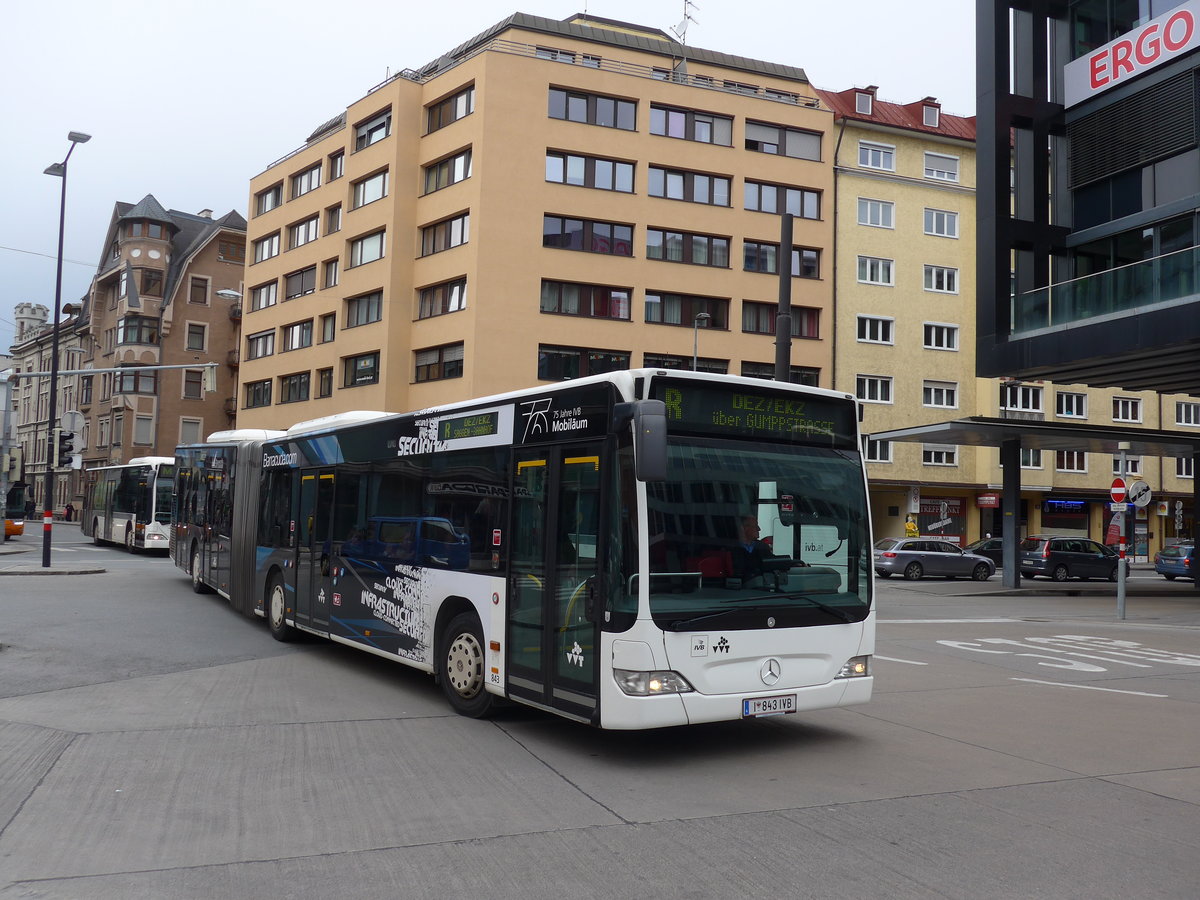 (176'170) - IVB Innsbruck - Nr. 843/I 843 IVB - Mercedes am 21. Oktober 2016 beim Bahnhof Innsbruck