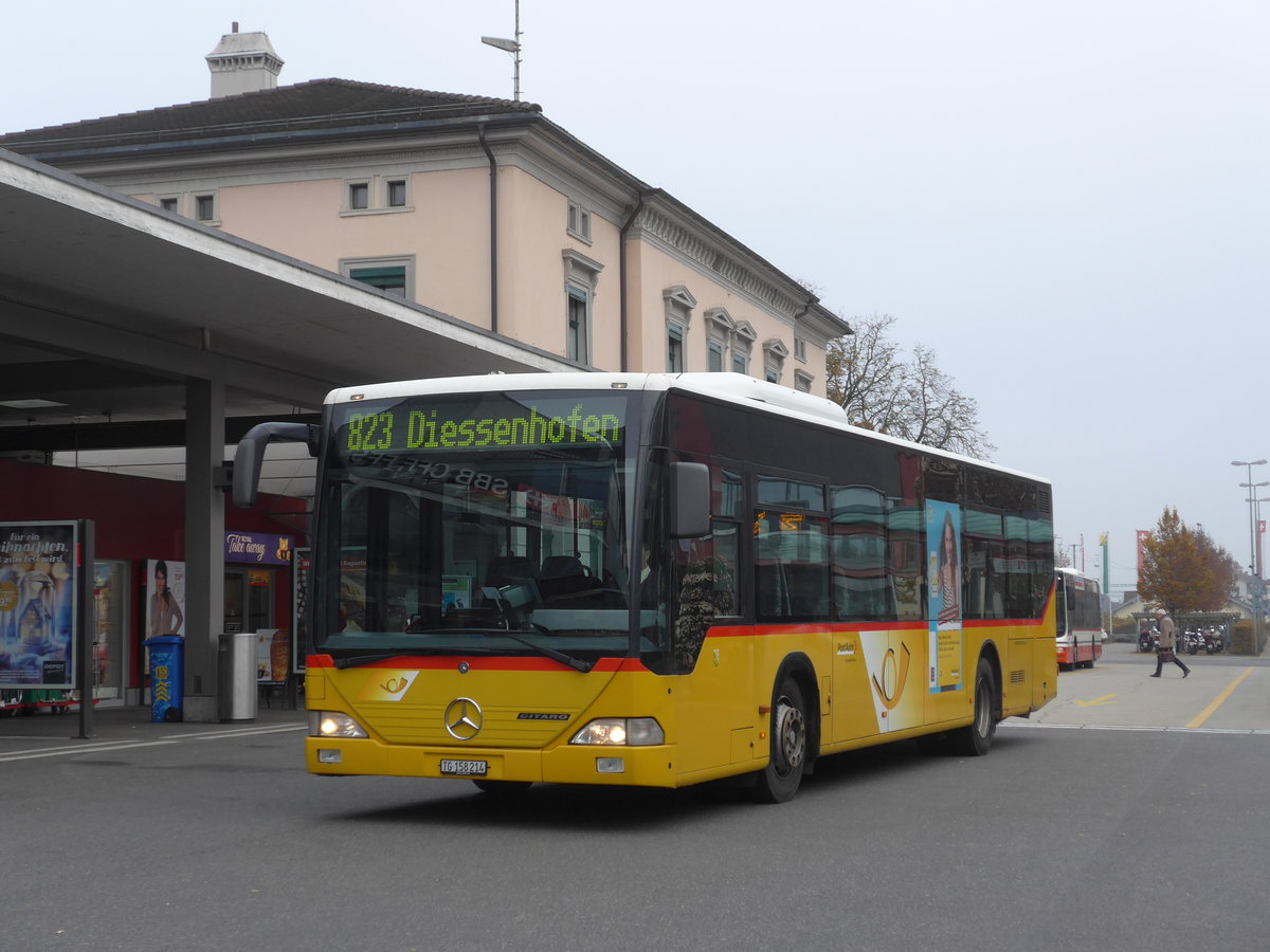 (176'505) - PostAuto Ostschweiz - TG 158'214 - Mercedes (ex Nr. 14) am 4. November 2016 beim Bahnhof Frauenfeld