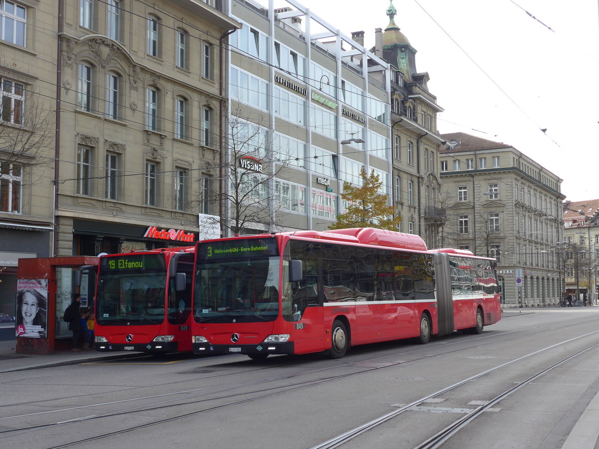 (176'654) - Bernmobil, Bern - Nr. 845/BE 671'845 - Mercedes am 13. November 2016 beim Bahnhof Bern