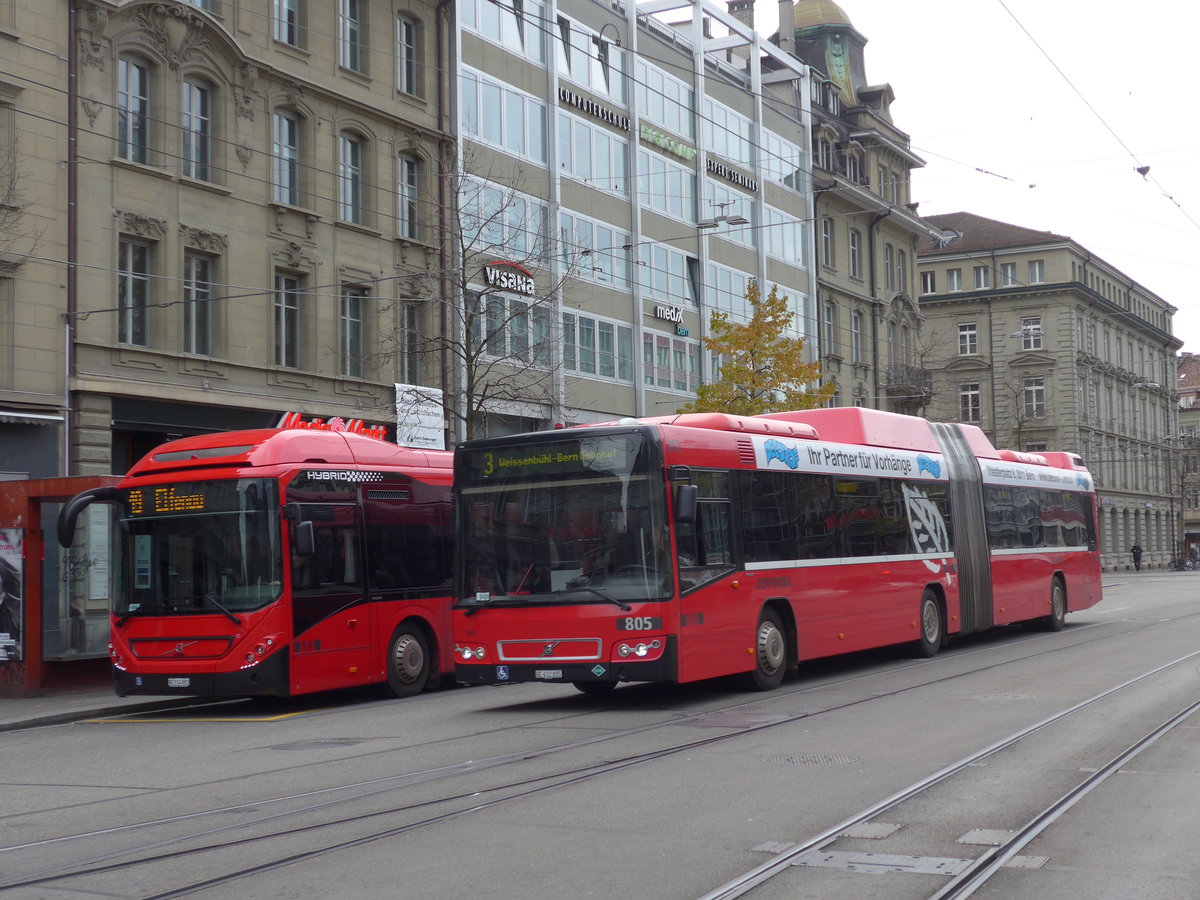 (176'669) - Bernmobil, Bern - Nr. 805/BE 612'805 - Volvo am 13. November 2016 beim Bahnhof Bern