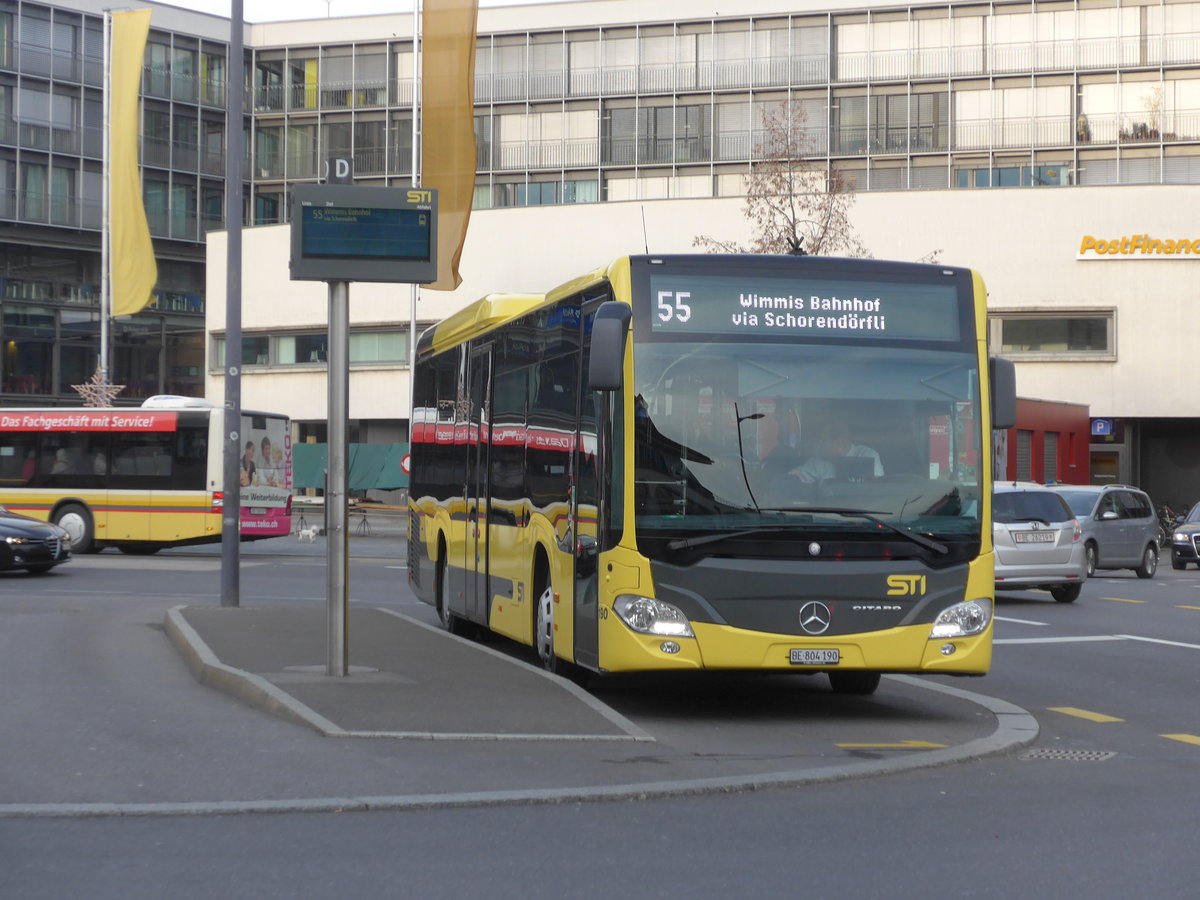 (176'771) - STI Thun - Nr. 190/BE 804'190 - Mercedes am 27. November 2016 beim Bahnhof Thun