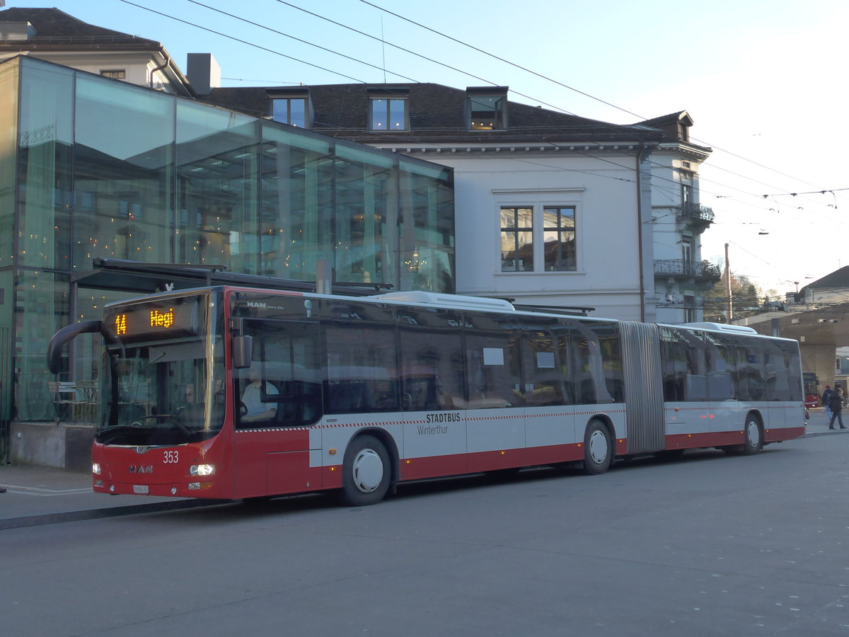 (176'810) - SW Winterthur - Nr. 353/ZH 886'353 - MAN am 28. November 2016 beim Hauptbahnhof Winterthur