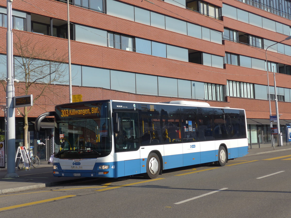 (176'921) - Limmat Bus, Dietikon - Nr. 43/ZH 722'343 - MAN am 6. Dezember 2016 in Schlieren, Zentrum/Bahnhof