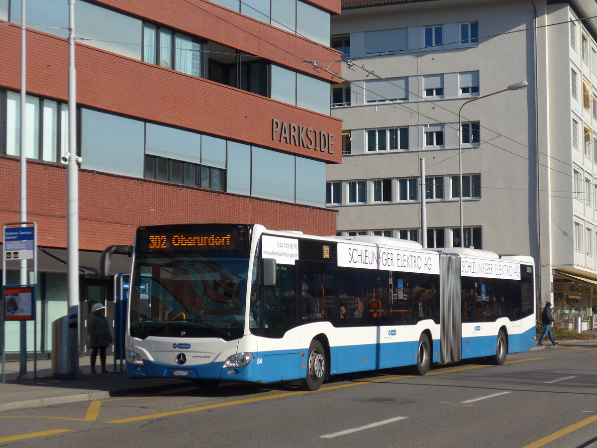 (176'957) - Limmat Bus, Dietikon - Nr. 54/ZH 443'754 - Mercedes am 6. Dezember 2016 in Schlieren, Zentrum/Bahnhof