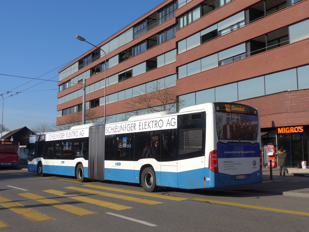 (176'958) - Limmat Bus, Dietikon - Nr. 54/ZH 443'754 - Mercedes am 6. Dezember 2016 in Schlieren, Zentrum/Bahnhof
