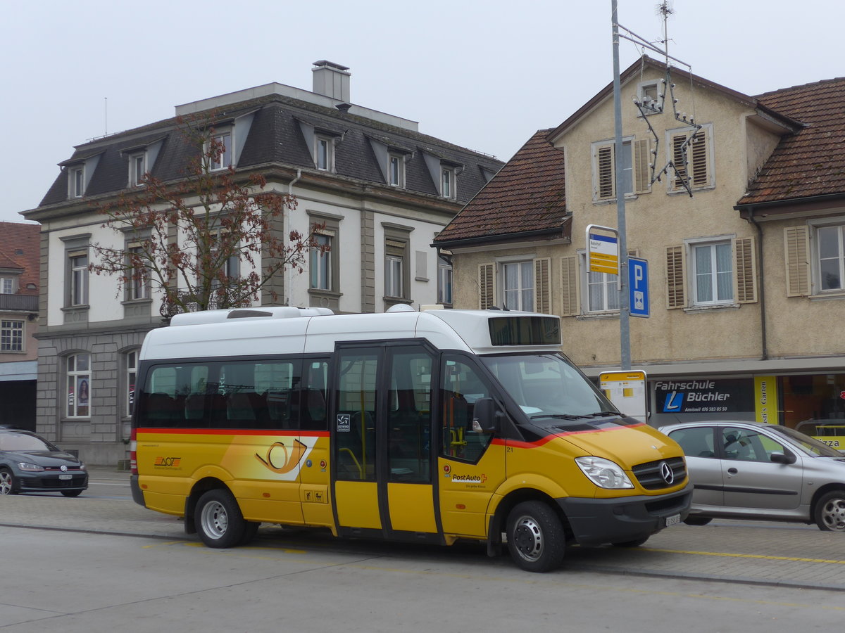 (177'016) - AOT Amriswil - Nr. 21/TG 158'103 - Mercedes am 7. Dezember 2016 beim Bahnhof Amriswil