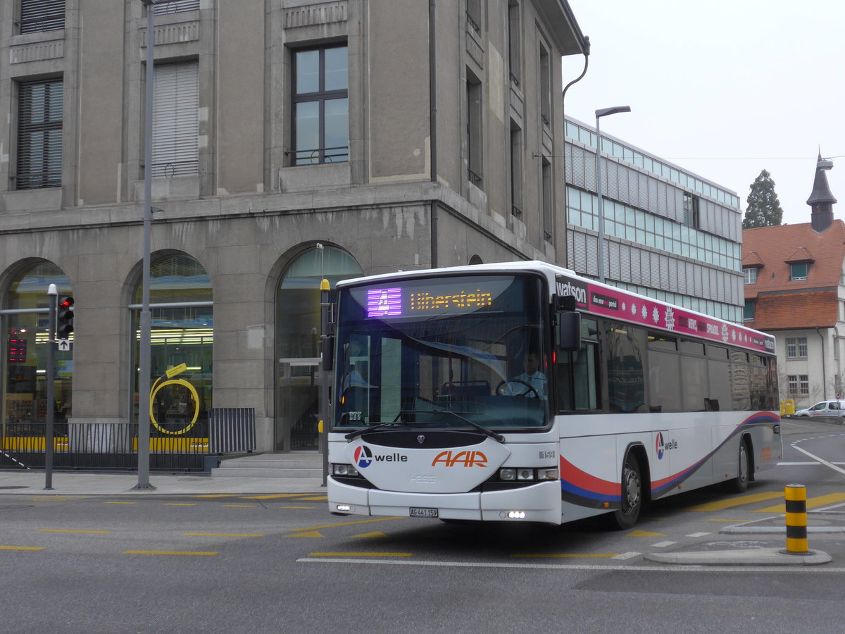 (177'302) - AAR bus+bahn, Aarau - Nr. 159/AG 441'159 - Scania/Hess am 24. Dezember 2016 beim Bahnhof Aarau