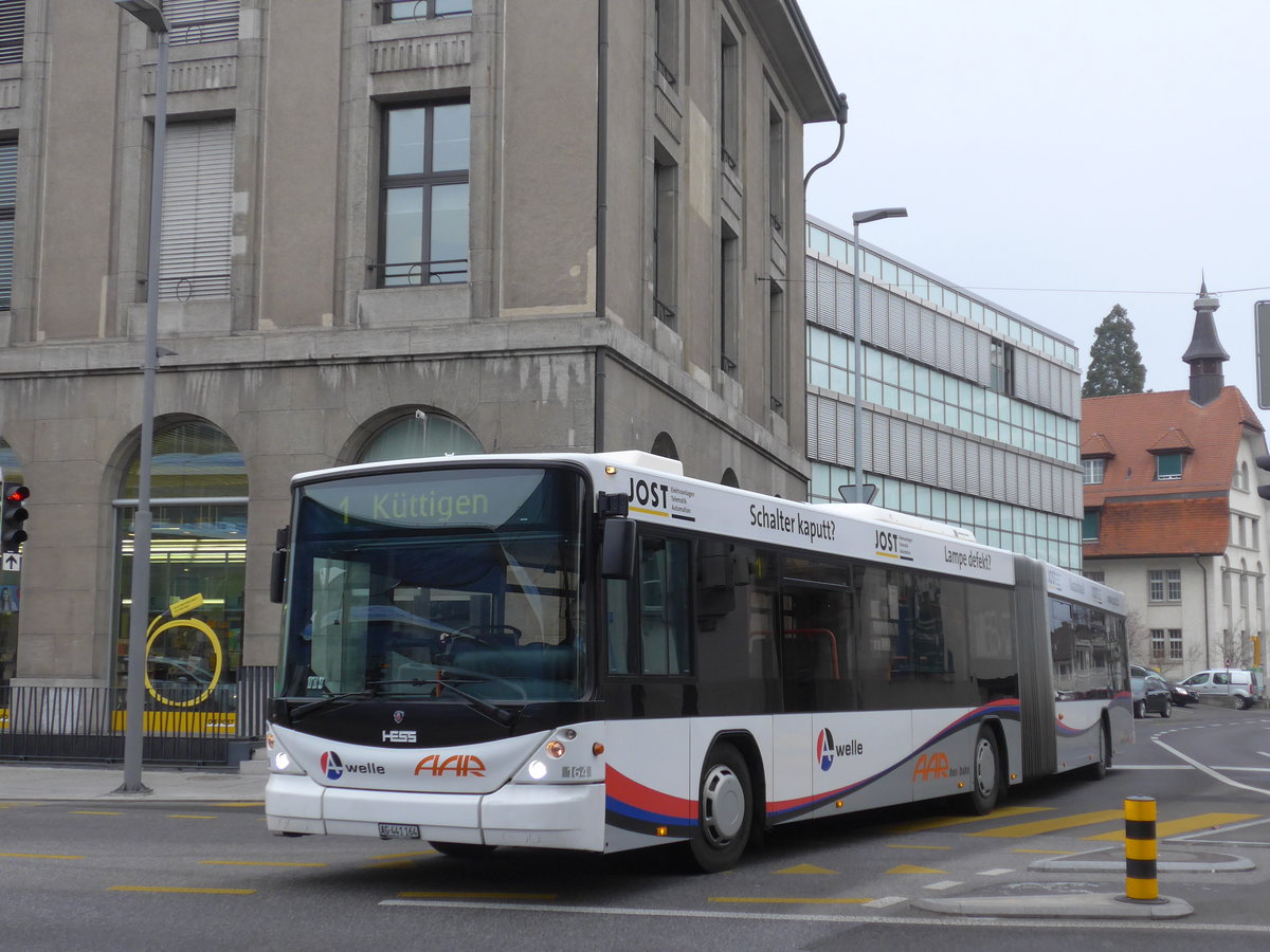 (177'308) - AAR bus+bahn, Aarau - Nr. 164/AG 441'164 - Scania/Hess am 24. Dezember 2016 beim Bahnhof Aarau