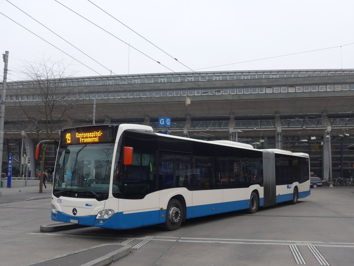 (177'466) - VBL Luzern - Nr. 175/LU 249'493 - Mercedes am 30. Dezember 2016 beim Bahnhof Luzern