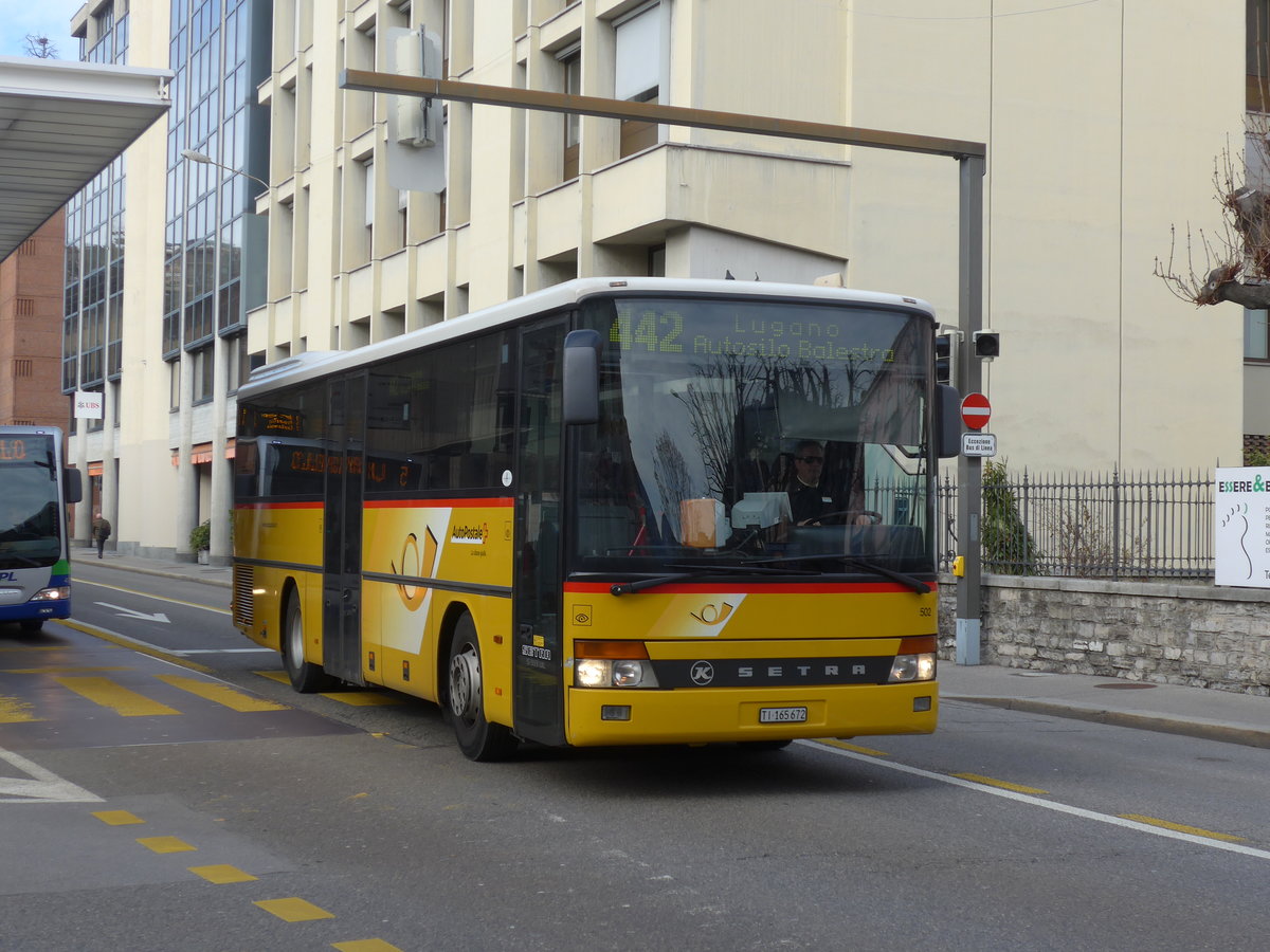 (178'330) - AutoPostale Ticino - Nr. 502/TI 165'672 - Setra (ex Marchetti, Airolo) am 7. Februar 2017 in Lugano, Centro