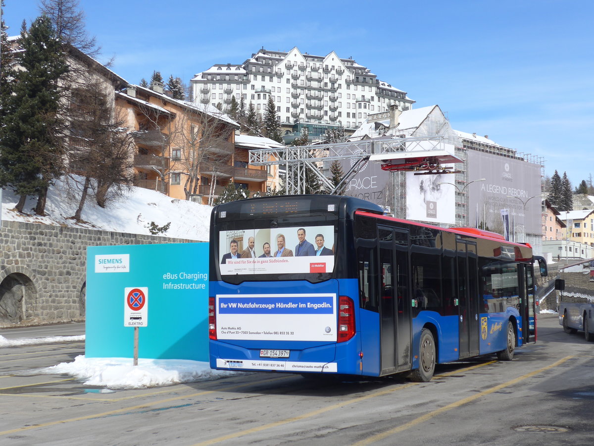 (178'415) - Chrisma, St. Moritz - GR 154'397 - Mercedes am 9. Februar 2017 beim Bahnhof St. Moritz