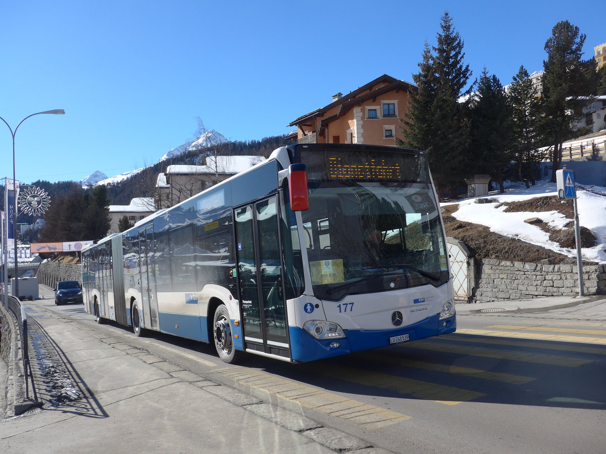 (178'632) - VBL Luzern - Nr. 177/LU 240'539 - Mercedes am 18. Februar 2017 beim Bahnhof St. Moritz