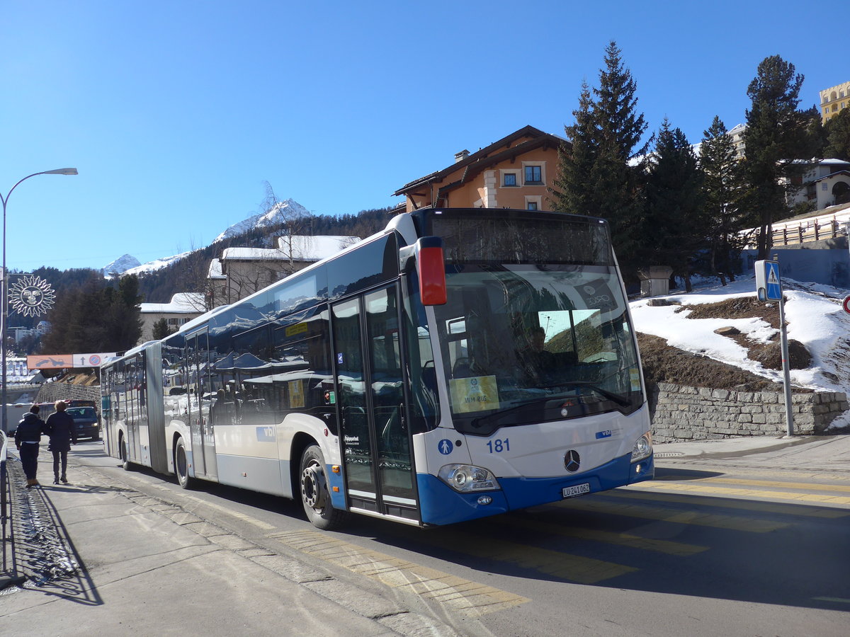 (178'646) - VBL Luzern - Nr. 181/LU 241'062 - Mercedes am 18. Februar 2017 beim Bahnhof St. Moritz