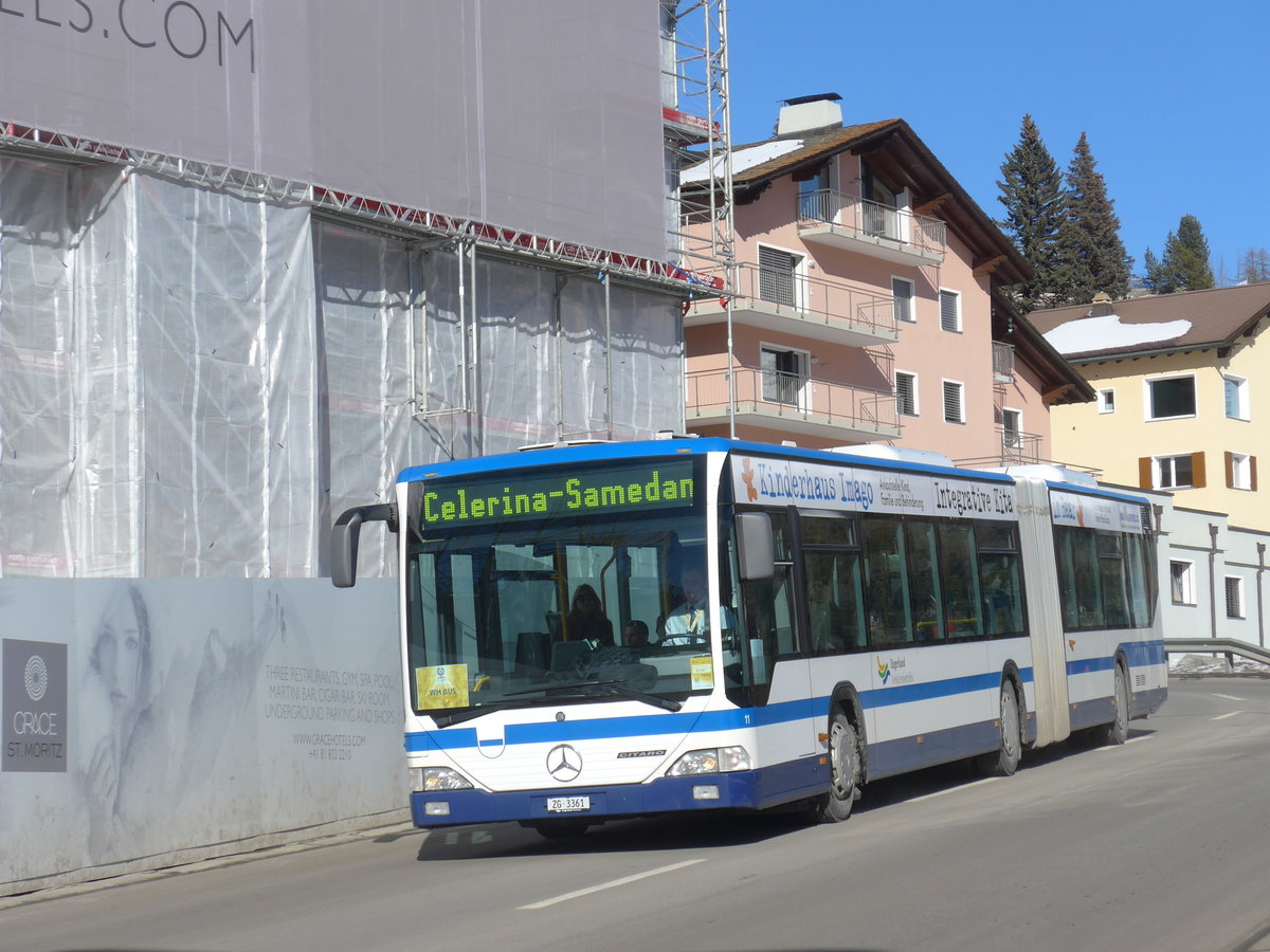 (178'647) - ZVB Zug - Nr. 11/ZG 3361 - Mercedes am 18. Februar 2017 beim Bahnhof St. Moritz
