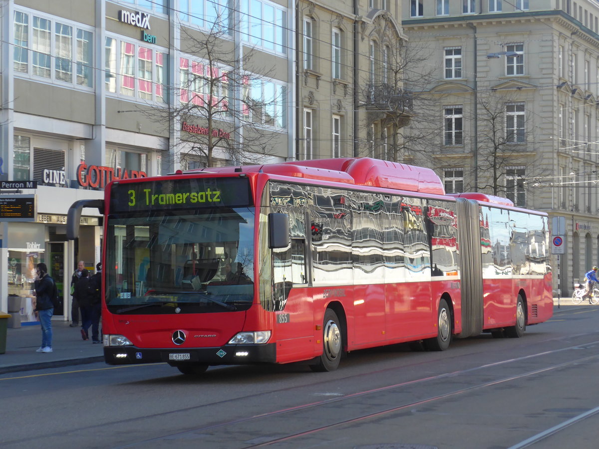 (178'686) - Bernmobil, Bern - Nr. 855/BE 671'855 - Mercedes am 20. Februar 2017 beim Bahnhof Bern