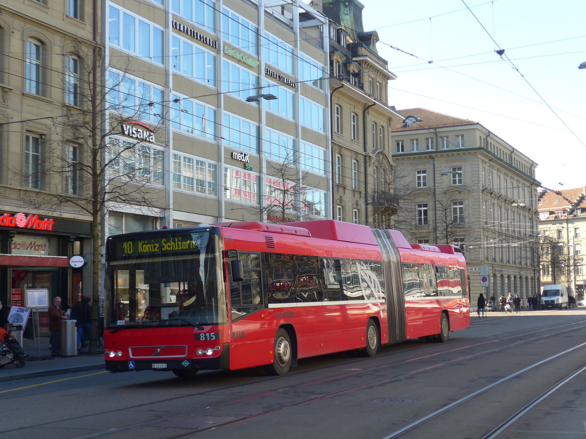 (178'688) - Bernmobil, Bern - Nr. 815/BE 612'815 - Volvo am 20. Februar 2017 beim Bahnhof Bern