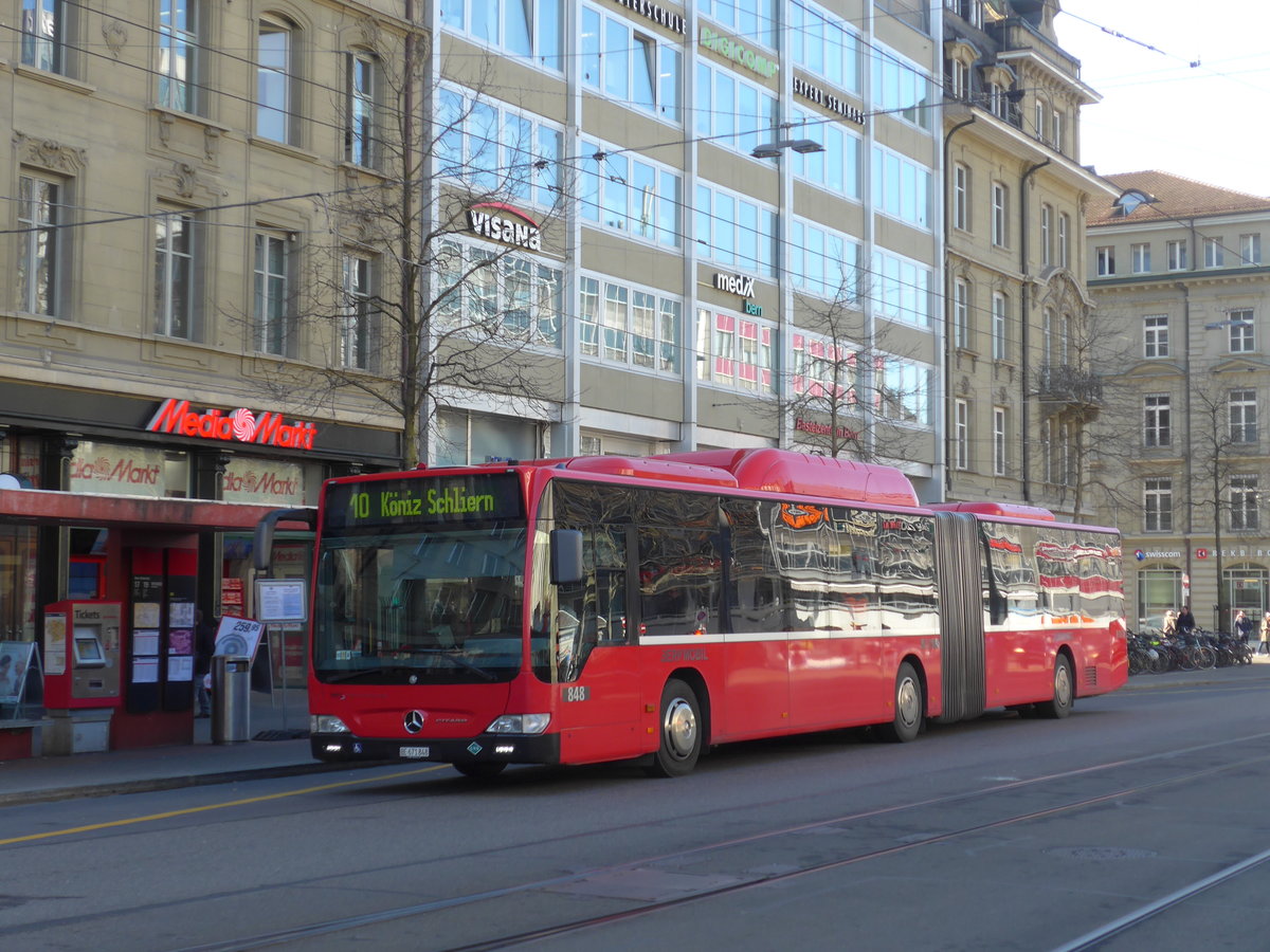 (178'694) - Bernmobil, Bern - Nr. 848/BE 671'848 - Mercedes am 20. Februar 2017 beim Bahnhof Bern