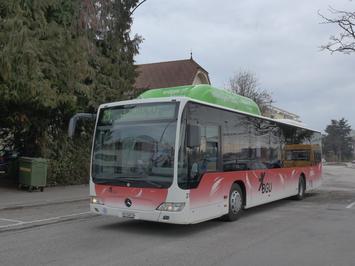 (178'781) - BGU Grenchen - Nr. 21/SO 54'813 - Mercedes am 4. Mrz 2017 beim Bahnhof Grenchen Sd