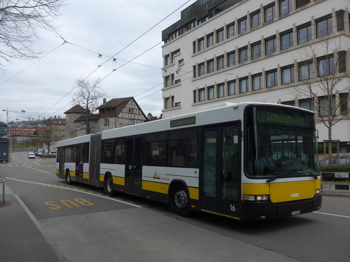 (179'047) - VBSH Schaffhausen - Nr. 16/SH 38'016 - Volvo/Hess am 20. Mrz 2017 beim Bahnhof Schaffhausen