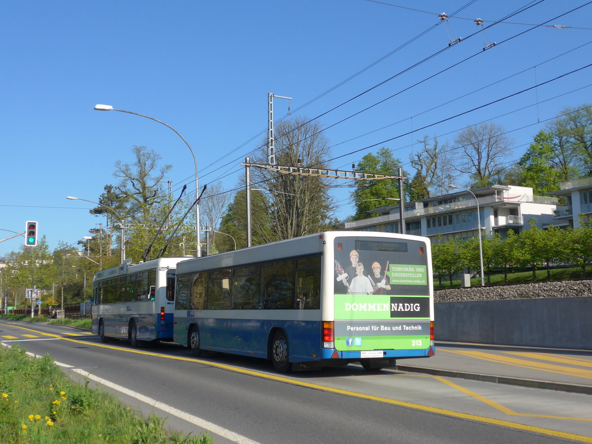 (179'389) - VBL Luzern - Nr. 313 - Lanz+Marti/Hess Personenanhnger am 10. April 2017 in Luzern, Verkehrshaus
