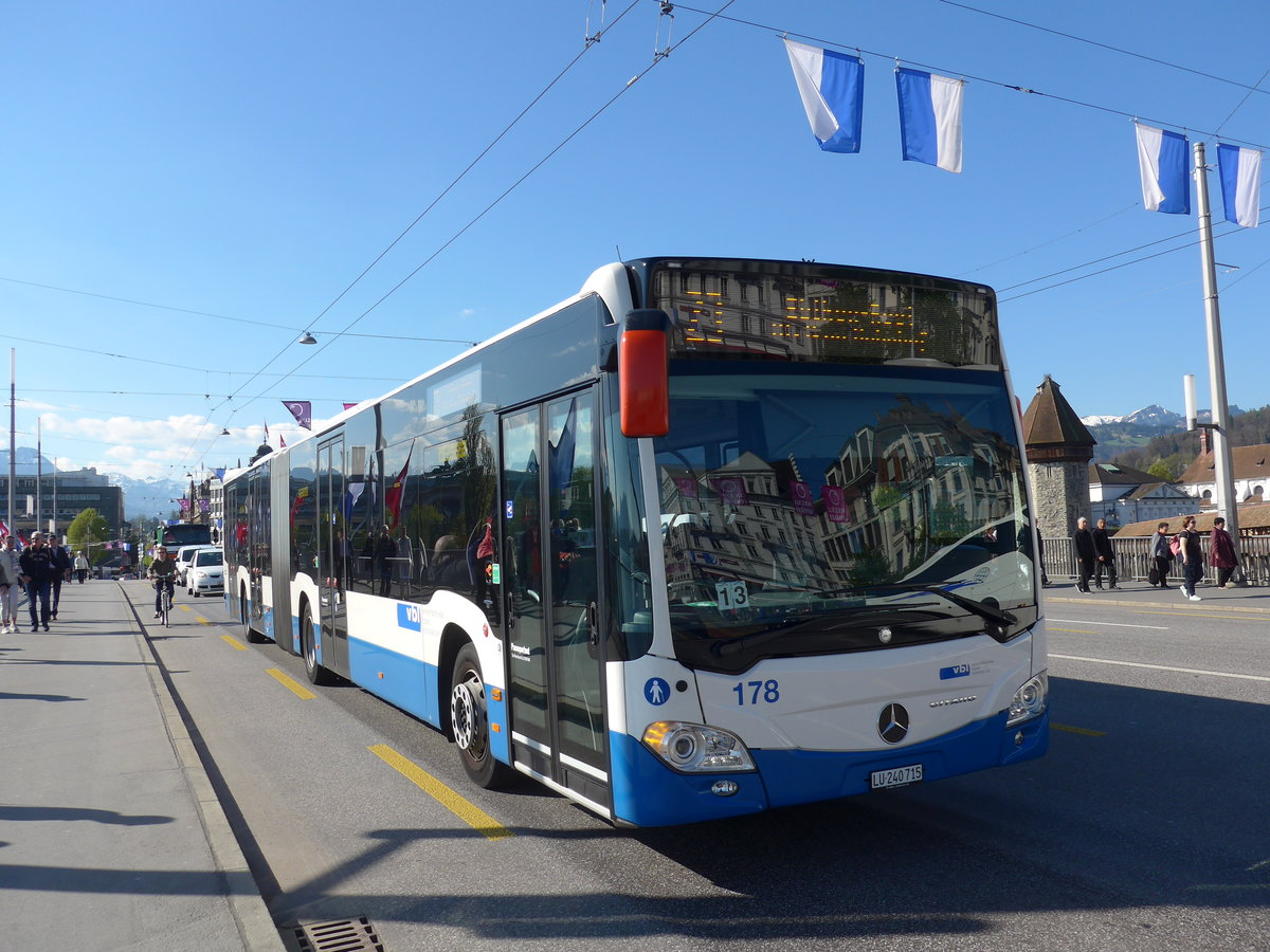 (179'424) - VBL Luzern - Nr. 178/LU 240'715 - Mercedes am 10. April 2017 in Luzern, Bahnhofbrcke