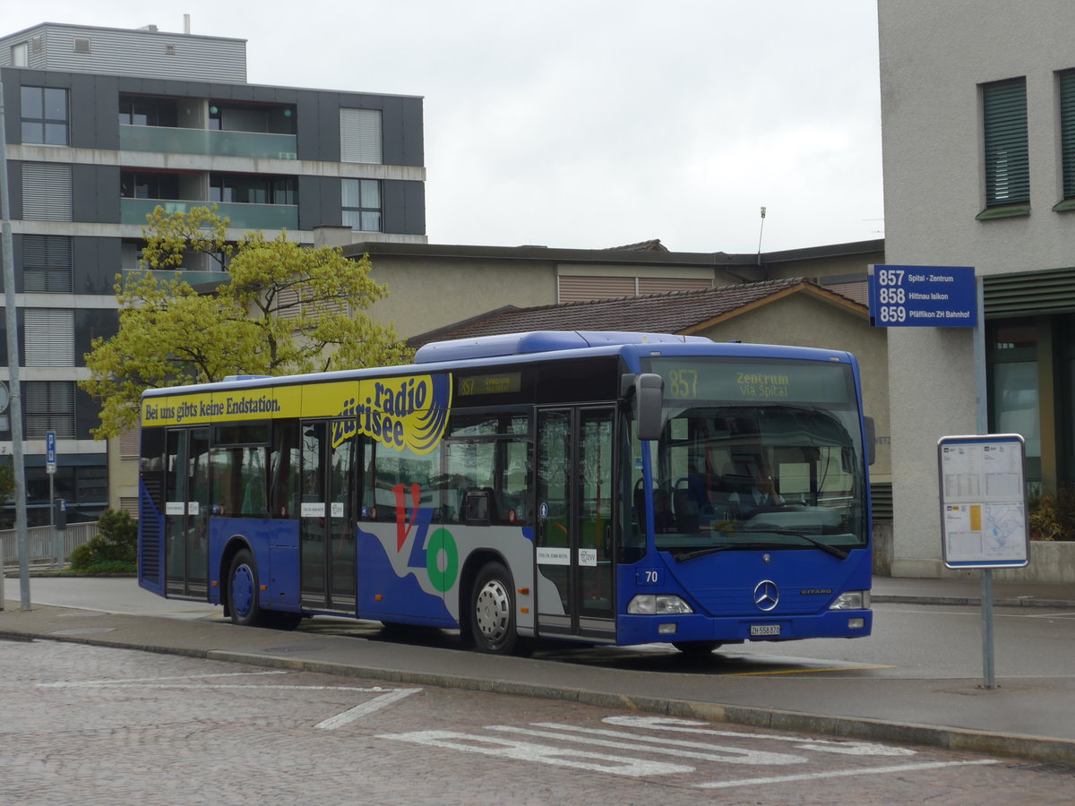 (179'618) - VZO Grningen - Nr. 70/ZH 558'870 - Mercedes am 16. April 2017 beim Bahnhof Wetzikon
