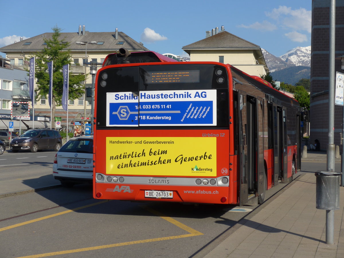 (180'145) - AFA Adelboden - Nr. 30/BE 26'703 - Solaris am 17. Mai 2017 beim Bahnhof Spiez