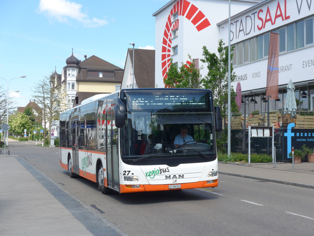 (180'189) - Regiobus, Gossau - Nr. 27/SG 306'527 - MAN am 21. Mai 2017 beim Bahnhof Wil