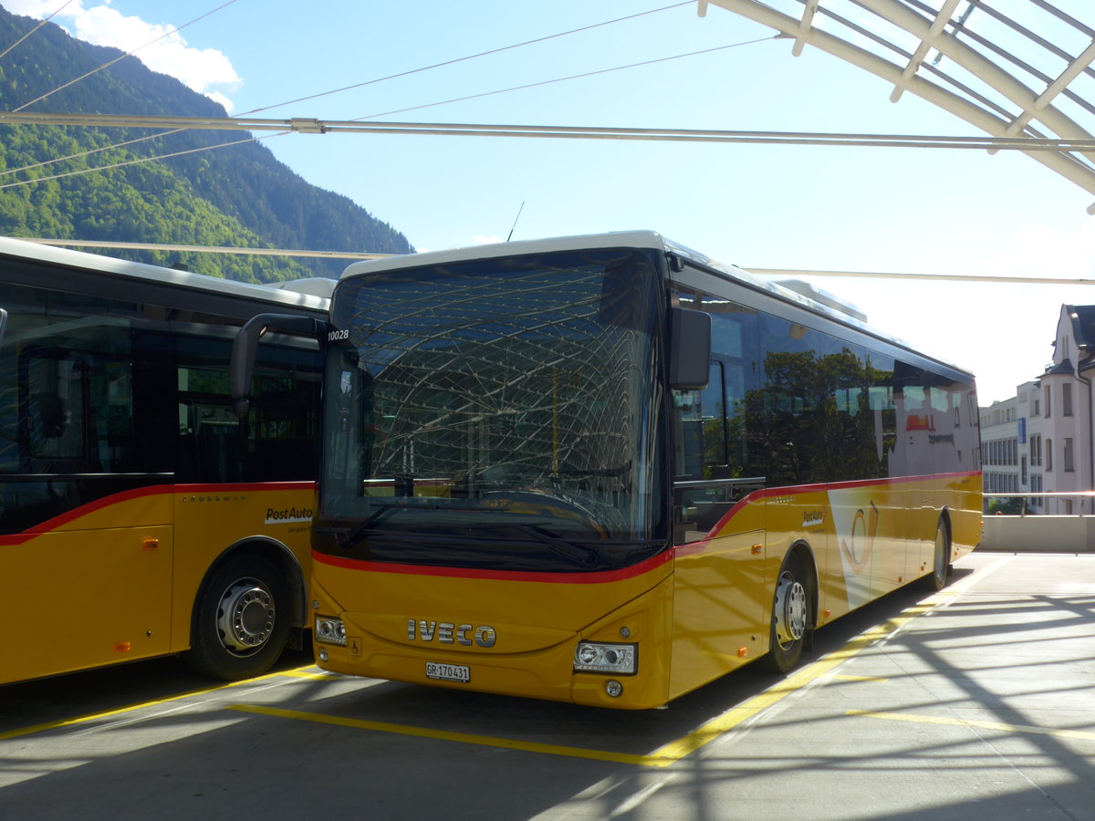 (180'399) - PostAuto Graubnden - GR 170'431 - Iveco am 22. Mai 2017 in Chur, Postautostation
