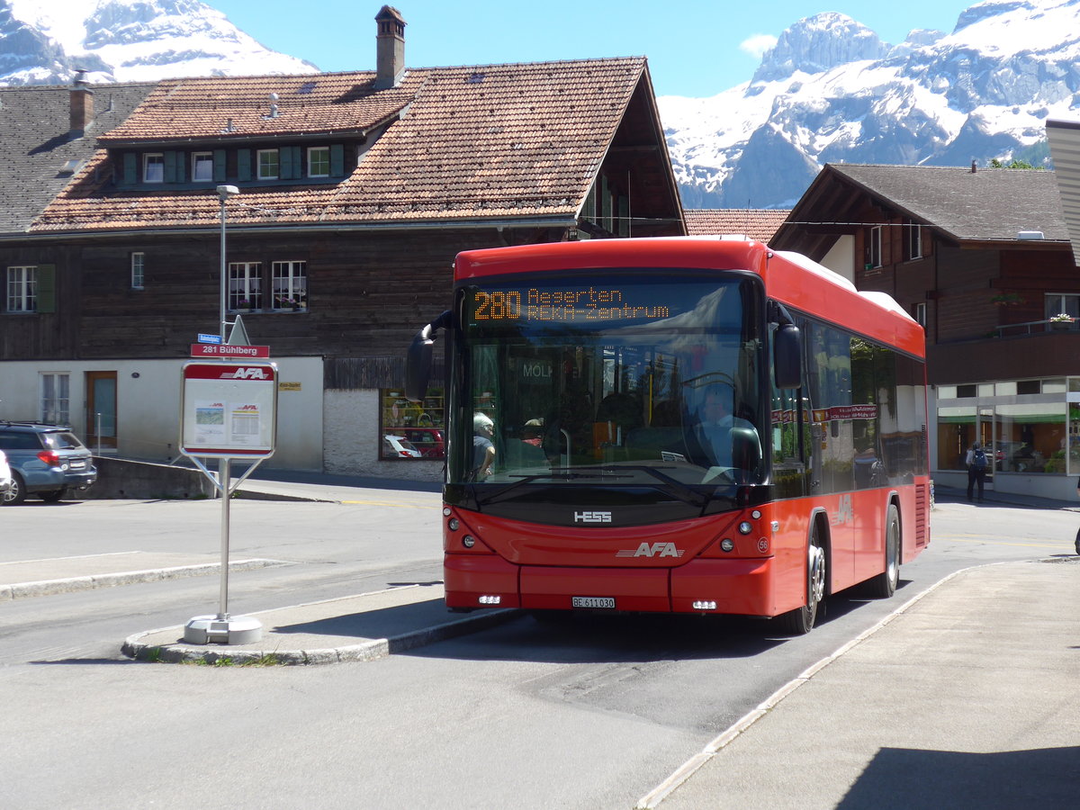 (180'786) - AFA Adelboden - Nr. 56/BE 611'030 - Scania/Hess am 26. Mai 2017 beim Bahnhof Lenk