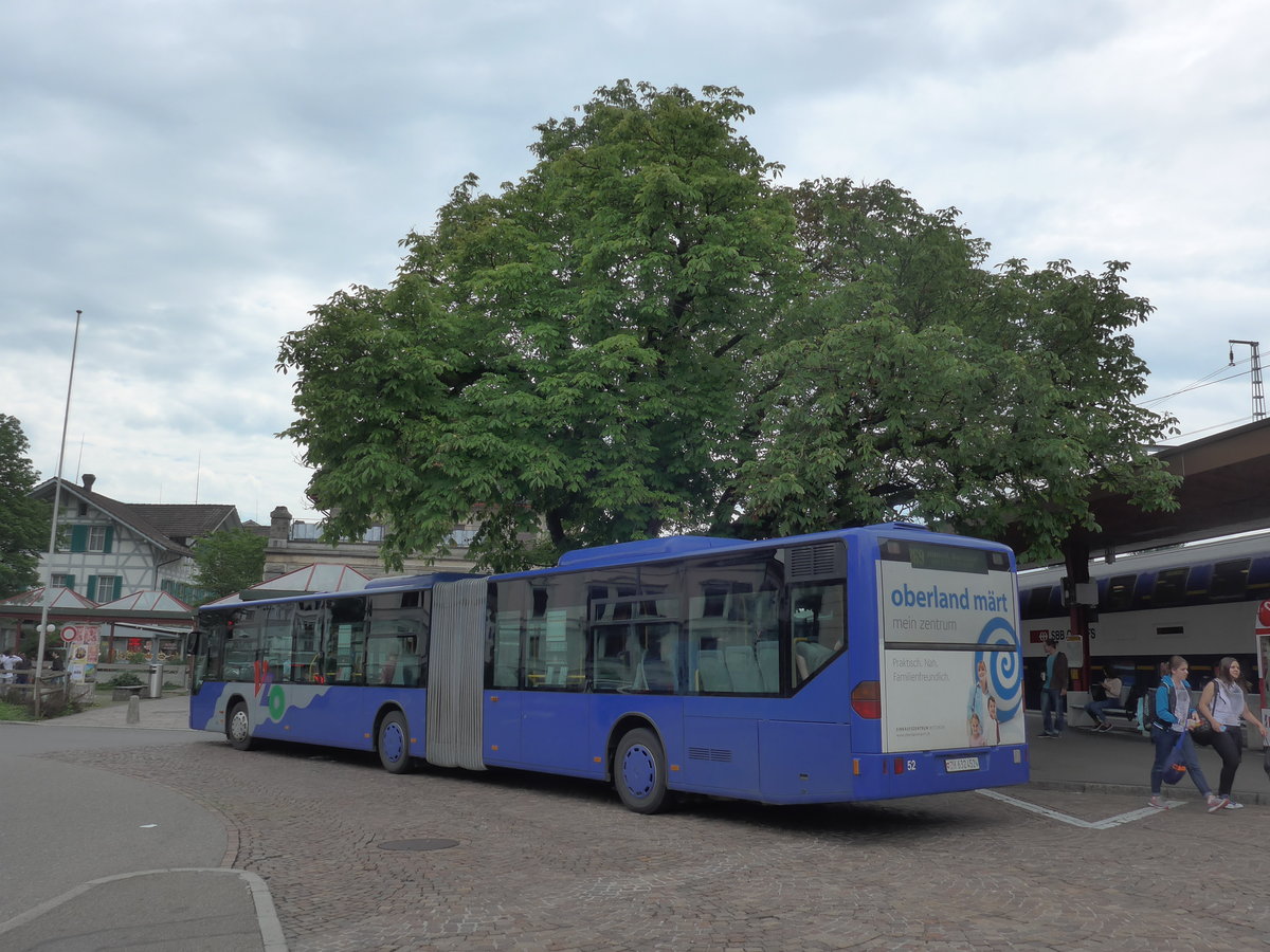 (181'951) - VZO Grningen - Nr. 52/ZH 632'452 - Mercedes am 10. Juli 2017 beim Bahnhof Wetzikon