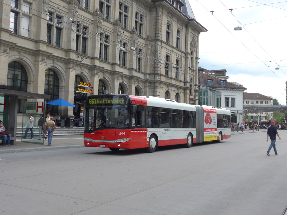 (182'025) - SW Winterthur - Nr. 344/ZH 745'344 - Solaris am 10. Juli 2017 beim Hauptbahnhof Winterthur