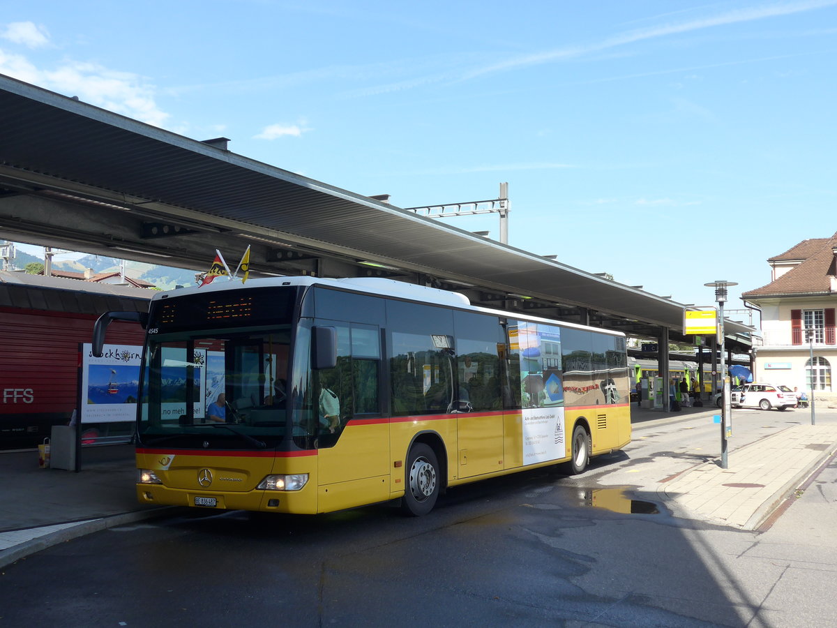 (182'453) - PostAuto Bern - BE 836'487 - Mercedes (ex Nr. 533; ex BE 653'387) am 31. Juli 2017 beim Bahnhof Spiez