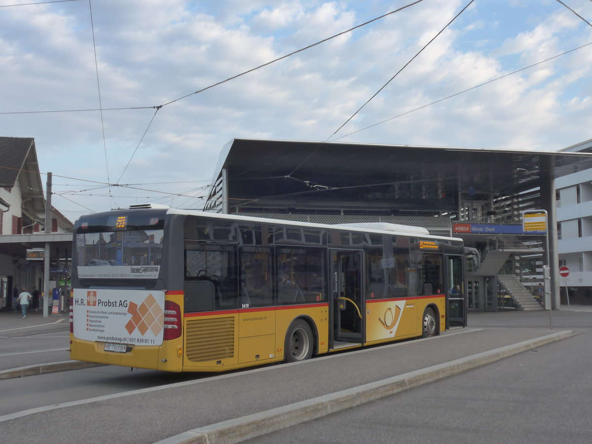 (182'492) - PostAuto Bern - Nr. 536/BE 734'536 - Mercedes am 2. August 2017 beim Bahnhof Worb Dorf