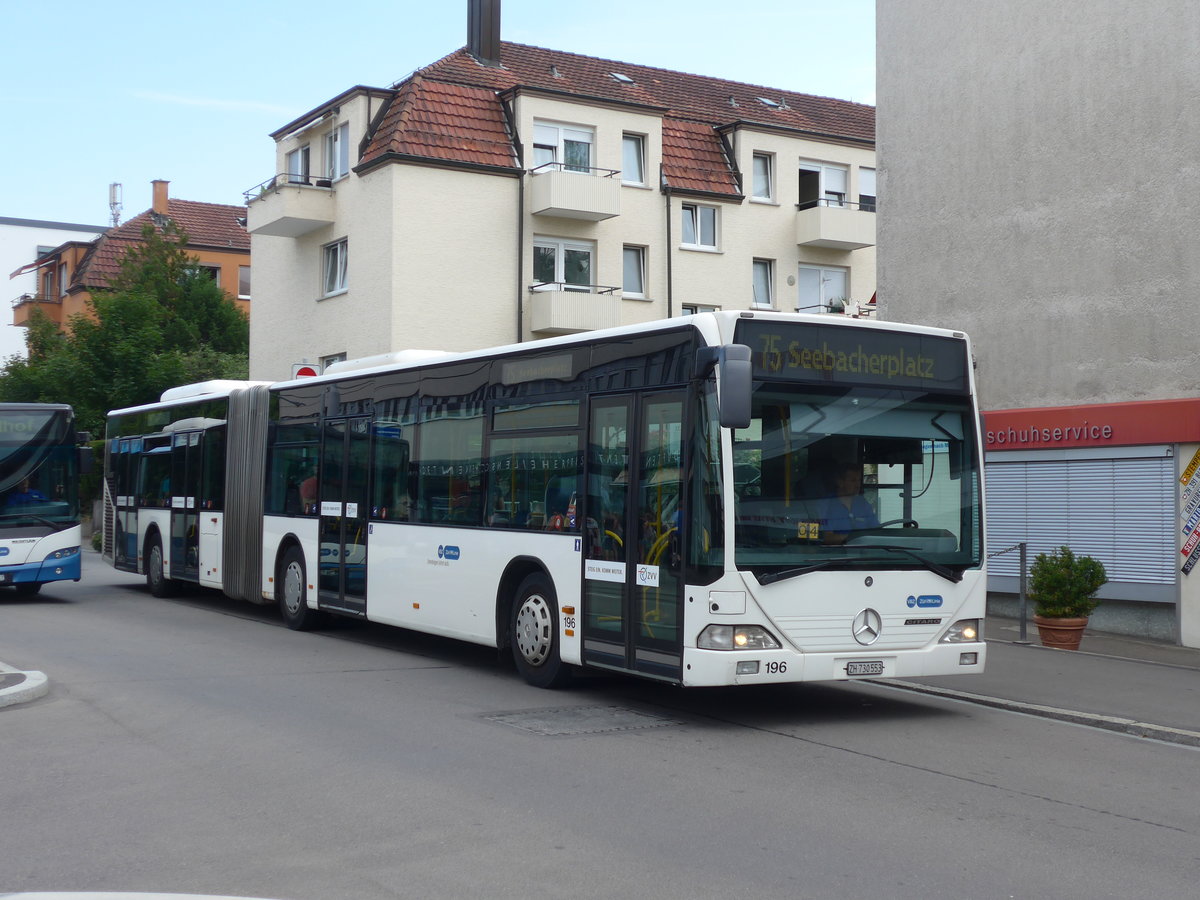 (182'661) - VBZ Zrich - Nr. 196/ZH 730'553 - Mercedes (ex Welti-Furrer, Bassersdorf Nr. 96) am 3. August 2017 in Zrich, Schwamendingerplatz