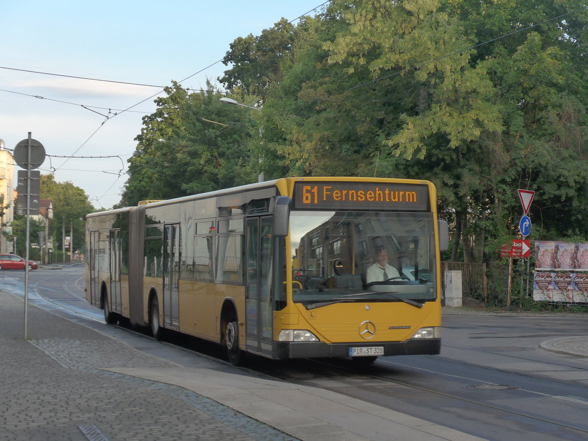 (183'119) - Satra, Kesselsdorf - PIR-ST 328 - Mercedes (ex DVB Dresden Nr. 459'002) am 9. August 2017 in Dresden, Schillerplatz
