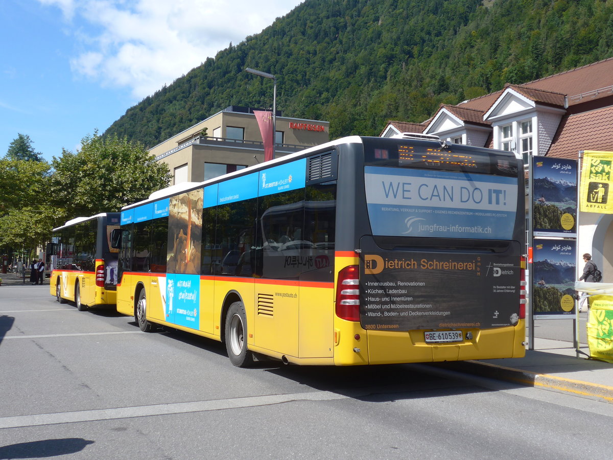 (184'554) - PostAuto Bern - BE 610'539 - Mercedes (ex BE 700'281; ex Schmocker, Stechelberg Nr. 2) am 3. September 2017 beim Bahnhof Interlaken Ost