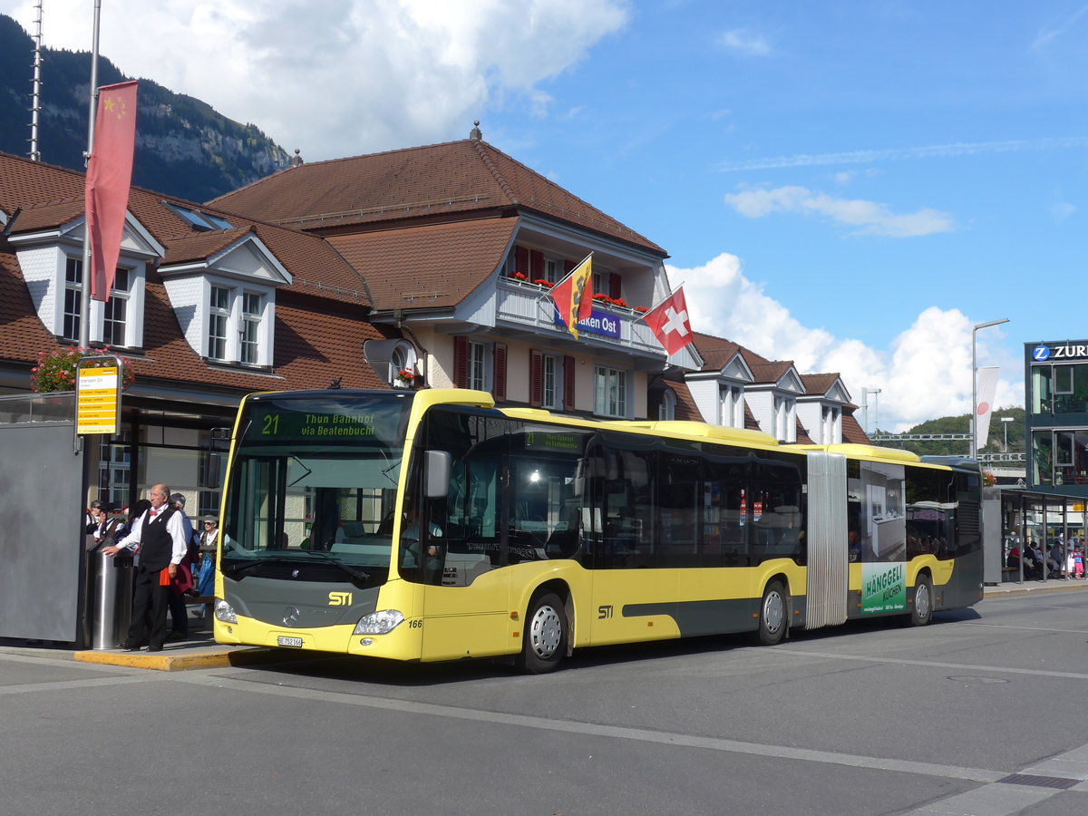 (184'635) - STI Thun - Nr. 166/BE 752'166 - Mercedes am 3. September 2017 beim Bahnhof Interlaken Ost