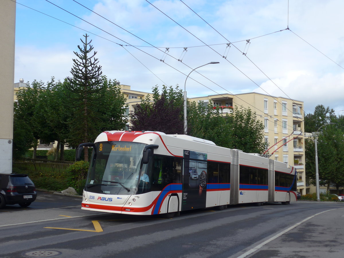 (185'161) - VBL Luzern - Nr. 238 - Hess/Hess Doppelgelenktrolleybus am 18. September 2017 in Luzern, Zumbachhof