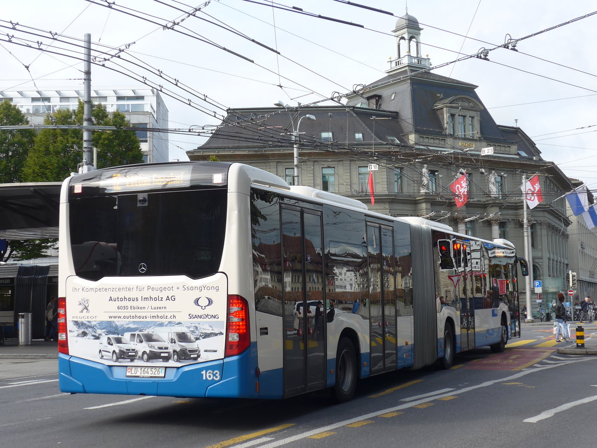 (185'164) - VBL Luzern - Nr. 163/LU 164'526 - Mercedes am 18. September 2017 beim Bahnhof Luzern